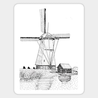 Windmill Kinderdijk Netherlands Travel Art Magnet